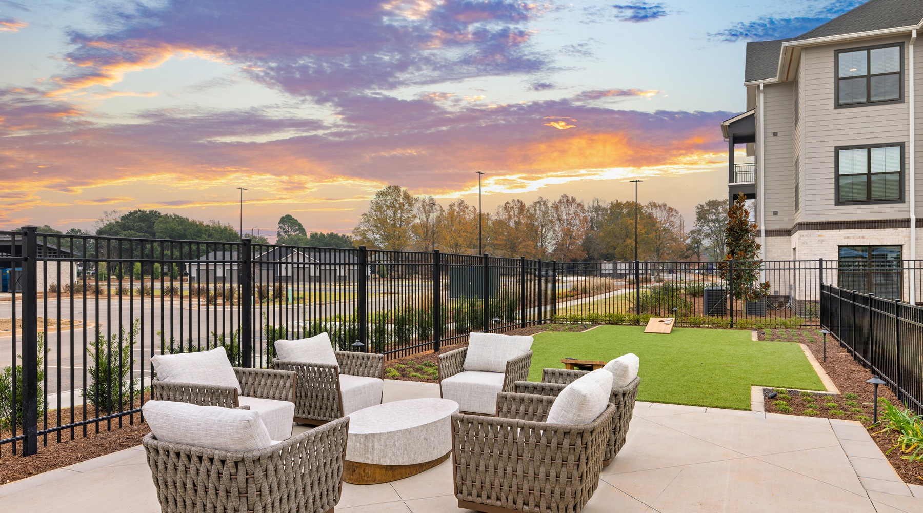 Outdoor Dining Lounge with Lawn Games