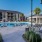 a swimming pool in front of a house